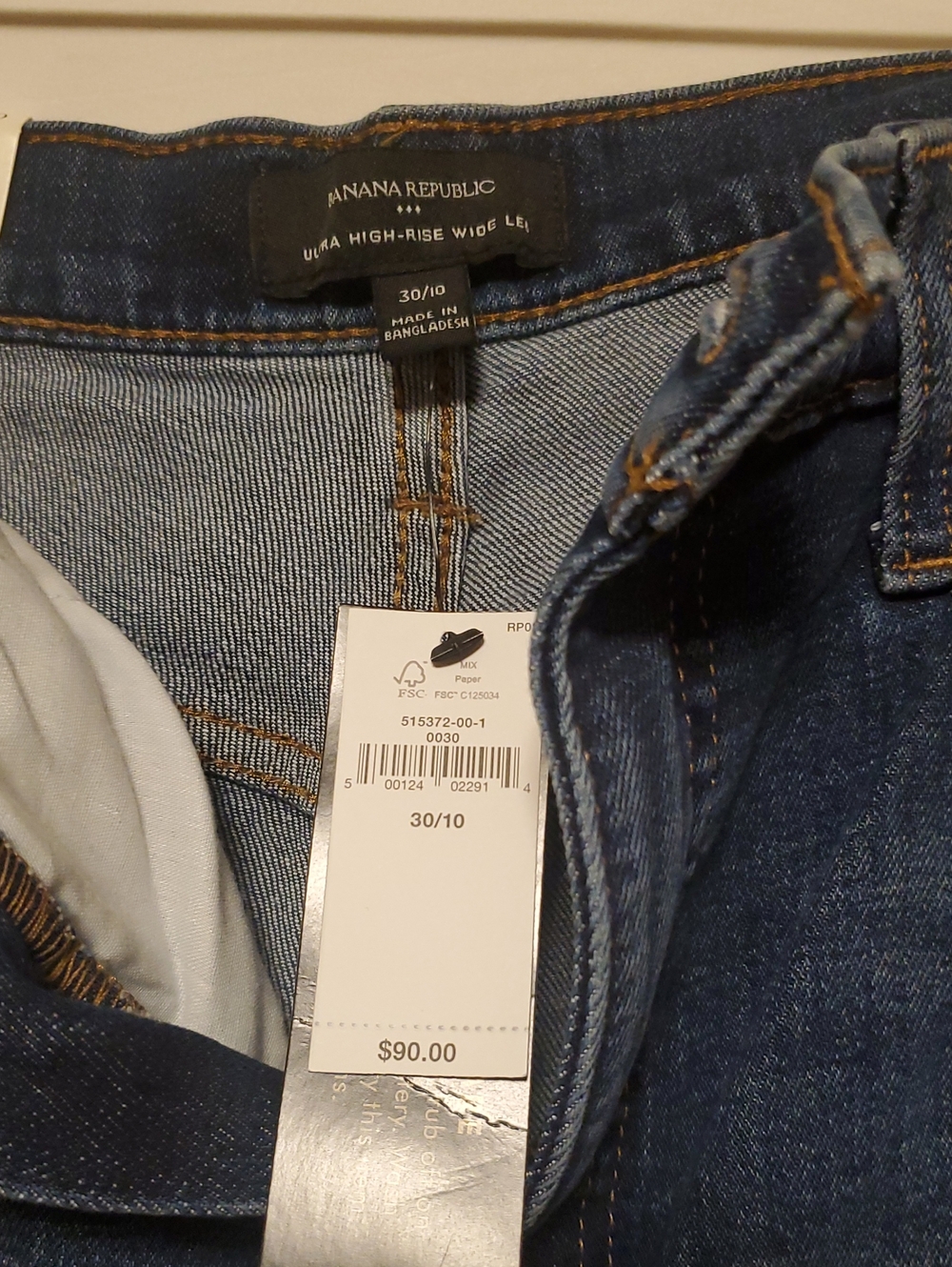 Banana Republic Factory High Rise Wide Leg Raw Hem Dark Wash Jeans Sz 10 - Picture 3 of 4